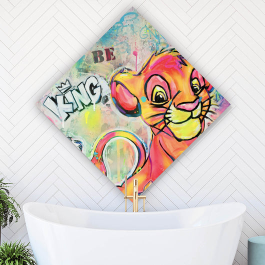 Leinwandbild King Simba Löwe Pop Art Raute