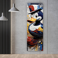 Lade das Bild in den Galerie-Viewer, Aluminiumbild gebürstet Bunte Ente mit Hut Abstrakt Panorama Hoch
