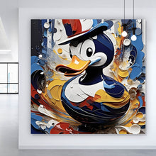 Lade das Bild in den Galerie-Viewer, Poster Bunte Ente mit Hut Abstrakt Quadrat

