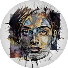 Lade das Bild in den Galerie-Viewer, Aluminiumbild gebürstet Bunte Gesichtskunst Modern Art Kreis
