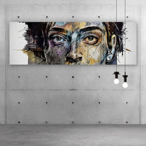 Aluminiumbild gebürstet Bunte Gesichtskunst Modern Art Panorama