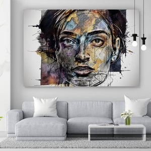 Spannrahmenbild Bunte Gesichtskunst Modern Art Querformat