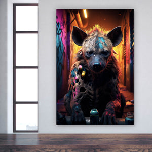 Acrylglasbild Bunte Hyäne im Street Art Stil Hochformat