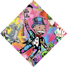 Lade das Bild in den Galerie-Viewer, Spannrahmenbild Bunte Monopoly Collage Pop Art Raute

