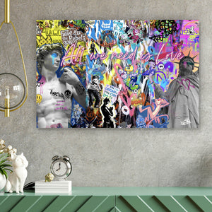 Aluminiumbild gebürstet Bunte Comicfiguren Pop Art Querformat