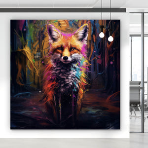 Acrylglasbild Bunter Fuchs im Fantasieland Quadrat
