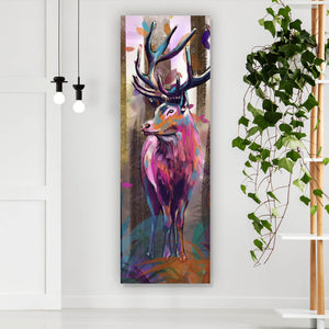 Leinwandbild Bunter Hirsch Abstrakt Art Panorama Hoch