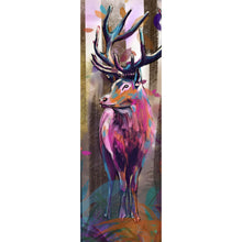 Lade das Bild in den Galerie-Viewer, Aluminiumbild gebürstet Bunter Hirsch Abstrakt Art Panorama Hoch

