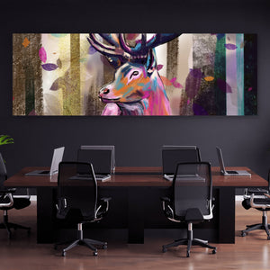 Aluminiumbild Bunter Hirsch Abstrakt Art Panorama