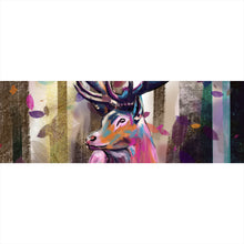 Lade das Bild in den Galerie-Viewer, Leinwandbild Bunter Hirsch Abstrakt Art Panorama
