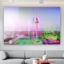 Lade das Bild in den Galerie-Viewer, Leinwandbild Bunte Berlin Skyline Geometrisch Querformat
