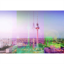 Lade das Bild in den Galerie-Viewer, Leinwandbild Bunte Berlin Skyline Geometrisch Querformat
