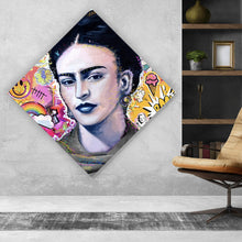 Lade das Bild in den Galerie-Viewer, Spannrahmenbild Buntes Frida Portait Pop Art Raute
