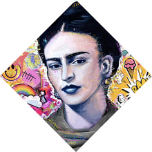 Lade das Bild in den Galerie-Viewer, Leinwandbild Buntes Frida Portait Pop Art Raute
