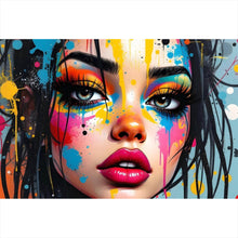 Lade das Bild in den Galerie-Viewer, Poster Buntes Gesicht einer Frau Modern Art Querformat
