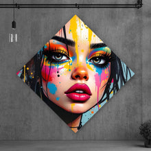 Lade das Bild in den Galerie-Viewer, Poster Buntes Gesicht einer Frau Modern Art Raute

