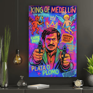 Acrylglasbild Buntes Pop Art Wandbild mit ikonischer Figur Hochformat