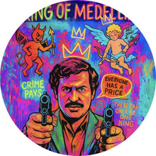Lade das Bild in den Galerie-Viewer, Aluminiumbild gebürstet Buntes Pop Art Wandbild mit ikonischer Figur Kreis
