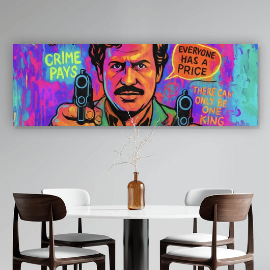 Aluminiumbild Buntes Pop Art Wandbild mit ikonischer Figur Panorama