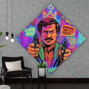 Spannrahmenbild Buntes Pop Art Wandbild mit ikonischer Figur Raute
