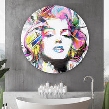 Lade das Bild in den Galerie-Viewer, Aluminiumbild Buntes Portrait Marylin Graffiti Kreis
