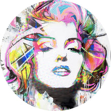 Lade das Bild in den Galerie-Viewer, Aluminiumbild Buntes Portrait Marylin Graffiti Kreis
