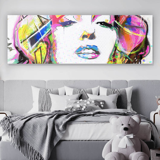 Spannrahmenbild Buntes Portrait Marylin Graffiti Panorama