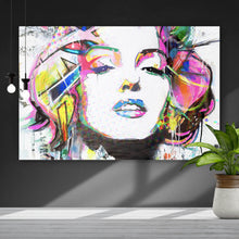 Lade das Bild in den Galerie-Viewer, Poster Buntes Portrait Marylin Graffiti Querformat
