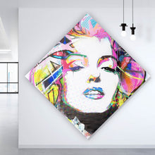 Lade das Bild in den Galerie-Viewer, Spannrahmenbild Buntes Portrait Marylin Graffiti Raute
