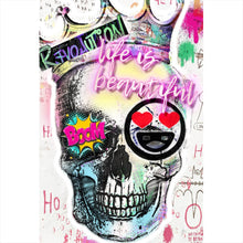 Lade das Bild in den Galerie-Viewer, Leinwandbild Buntes Schädelgraffiti Hochformat
