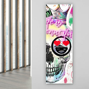 Spannrahmenbild Buntes Schädelgraffiti Panorama Hoch