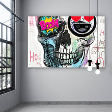 Lade das Bild in den Galerie-Viewer, Leinwandbild Buntes Schädelgraffiti Querformat
