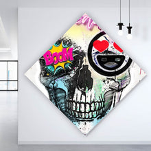 Lade das Bild in den Galerie-Viewer, Aluminiumbild Buntes Schädelgraffiti Raute
