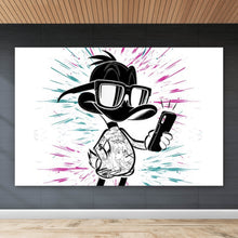 Lade das Bild in den Galerie-Viewer, Acrylglasbild Cartoon Ente mit Smartphone Querformat
