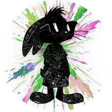 Lade das Bild in den Galerie-Viewer, Aluminiumbild Cartoon Hase mit buntem Farbklecks Kreis
