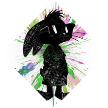 Lade das Bild in den Galerie-Viewer, Aluminiumbild Cartoon Hase mit buntem Farbklecks Raute
