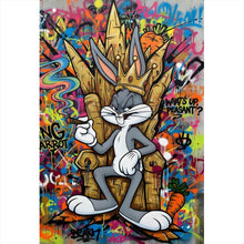 Lade das Bild in den Galerie-Viewer, Aluminiumbild gebürstet Cartoon Hasenkönig Graffiti Hochformat
