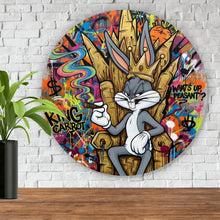 Lade das Bild in den Galerie-Viewer, Aluminiumbild Cartoon Hasenkönig Graffiti Kreis
