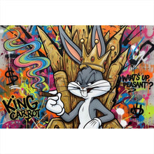 Lade das Bild in den Galerie-Viewer, Aluminiumbild Cartoon Hasenkönig Graffiti Querformat
