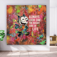 Lade das Bild in den Galerie-Viewer, Poster Cartoon Katze mit buntem Farbspritzer Hintergrund Quadrat
