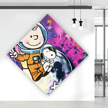 Lade das Bild in den Galerie-Viewer, Poster Charlie und Snoopy im Weltall Pop Art Raute
