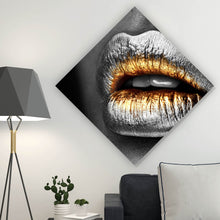 Lade das Bild in den Galerie-Viewer, Aluminiumbild gebürstet Chrome Lips Raute
