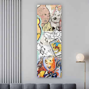 Acrylglasbild Comic Collage TinTin Pop Art Panorama Hoch