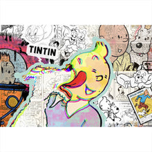 Lade das Bild in den Galerie-Viewer, Aluminiumbild Comic Collage TinTin Pop Art Querformat
