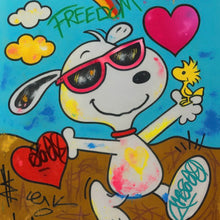 Lade das Bild in den Galerie-Viewer, Spannrahmenbild Comic Hund Snoopi mit Herzmotiv Quadrat
