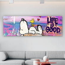 Lade das Bild in den Galerie-Viewer, Aluminiumbild gebürstet Comic Hund Snoopi Pop Art Panorama
