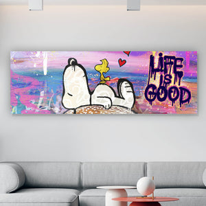 Aluminiumbild gebürstet Comic Hund Snoopi Pop Art Panorama