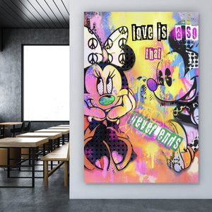 Aluminiumbild Comic Kult Mäuse Paar beim Flirten Hochformat