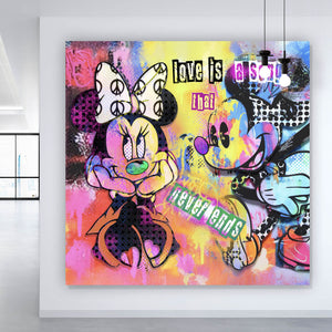 Acrylglasbild Comic Kult Mäuse Paar beim Flirten Quadrat