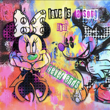 Lade das Bild in den Galerie-Viewer, Acrylglasbild Comic Kult Mäuse Paar beim Flirten Quadrat
